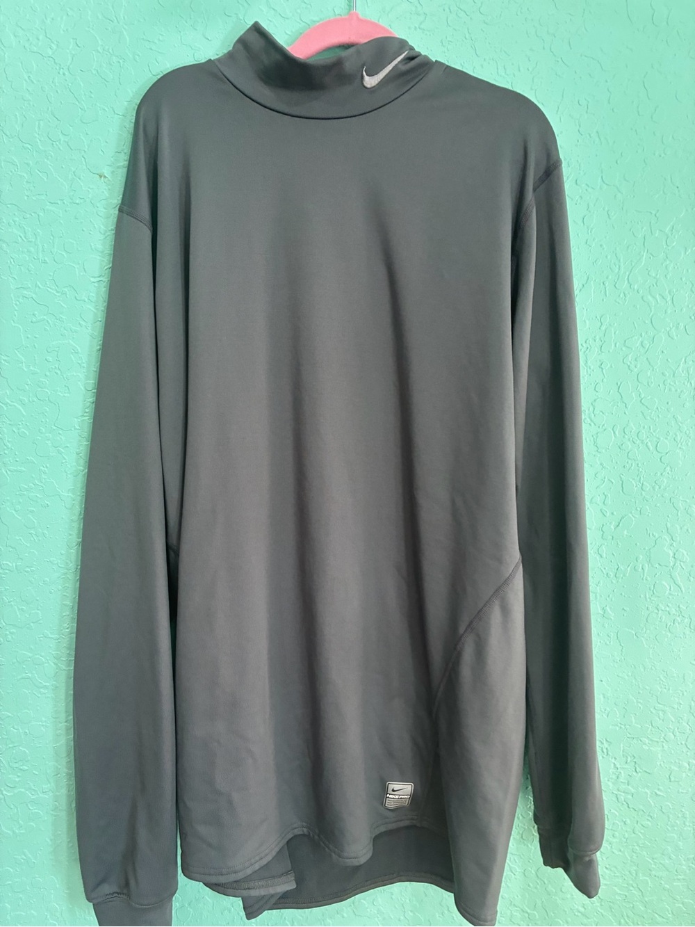 Nike Pro Fitted Men’s Gray Long-Sleeve Dri-FIT Mock Neck Top XL Dri-fit active